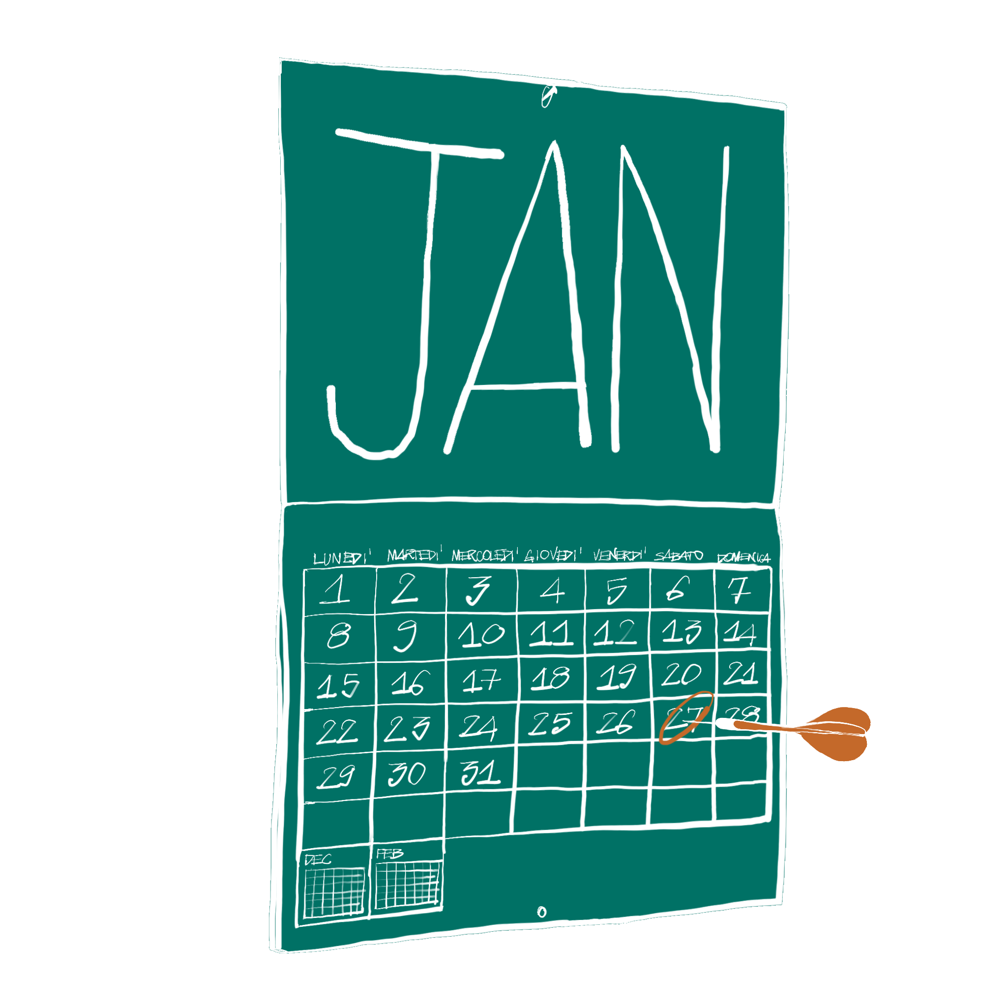 Een kalender met een streefdatum omcirkeld
