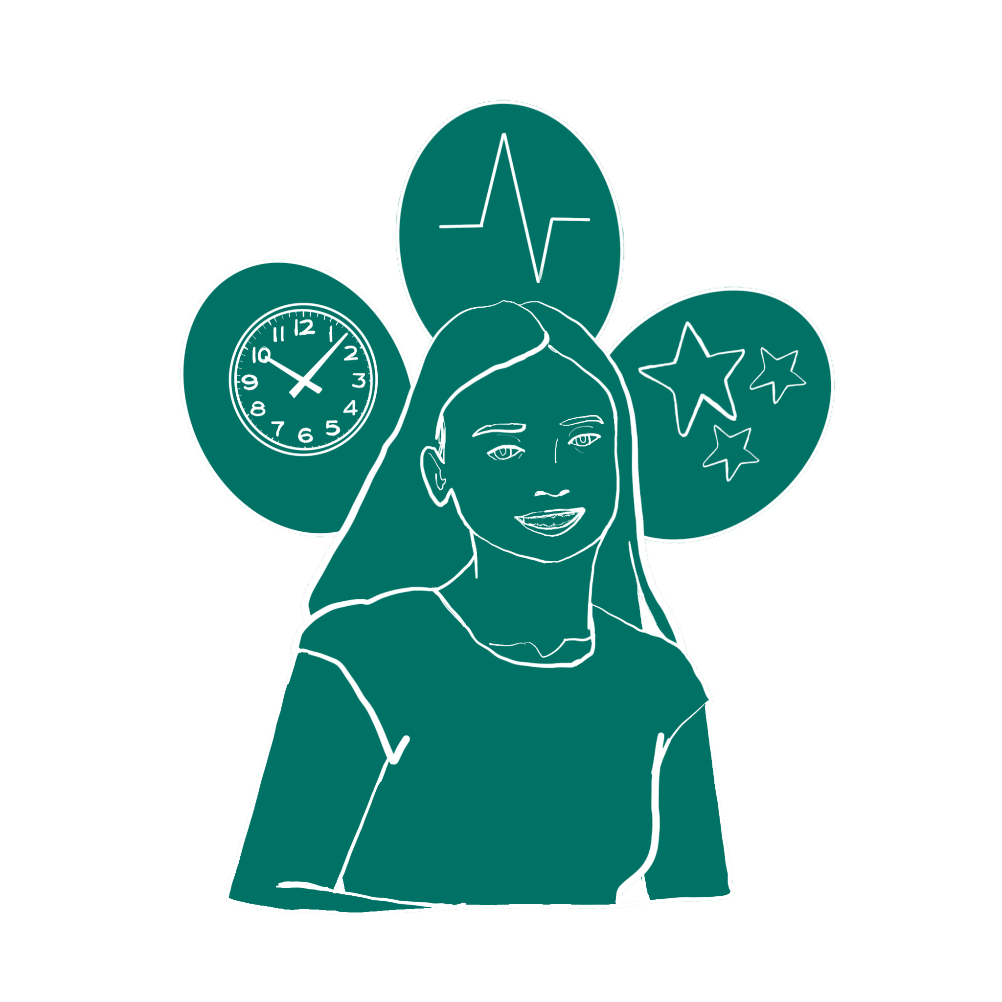 Illustratie van een student van Italian Teacher omringd door flexibele planning, vooruitgang en topbeoordelingen